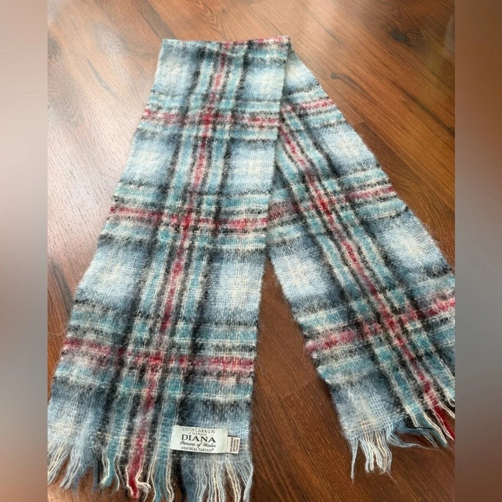 Lochcarron Diana Princess of Wales Blue Brushed Mohair Tartan Memorial Scarf